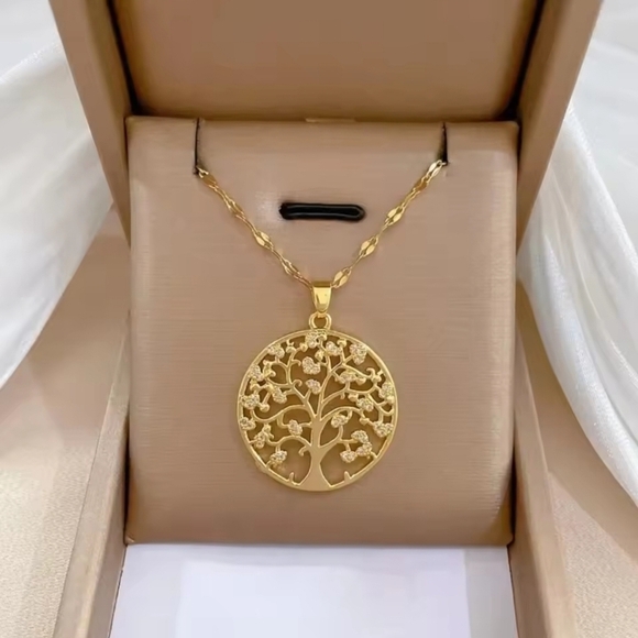 Stainless Steel Waterproof Perfect Guality Gold Tree of Life Pendant Necklace - Picture 3 of 7